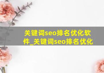 关键词seo排名优化软件_关键词seo排名优化
